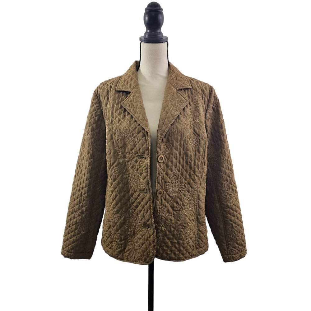 RQT Women’s Size Large Quilted Floral Embroidered Blazer Jacket